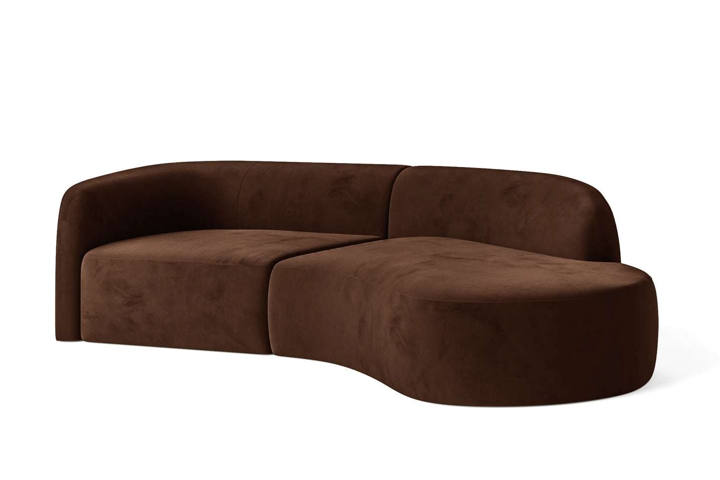 Caserta 3 Seater Right Hand Facing Chaise Lounge Corner Sofa Coffee Brown Velvet