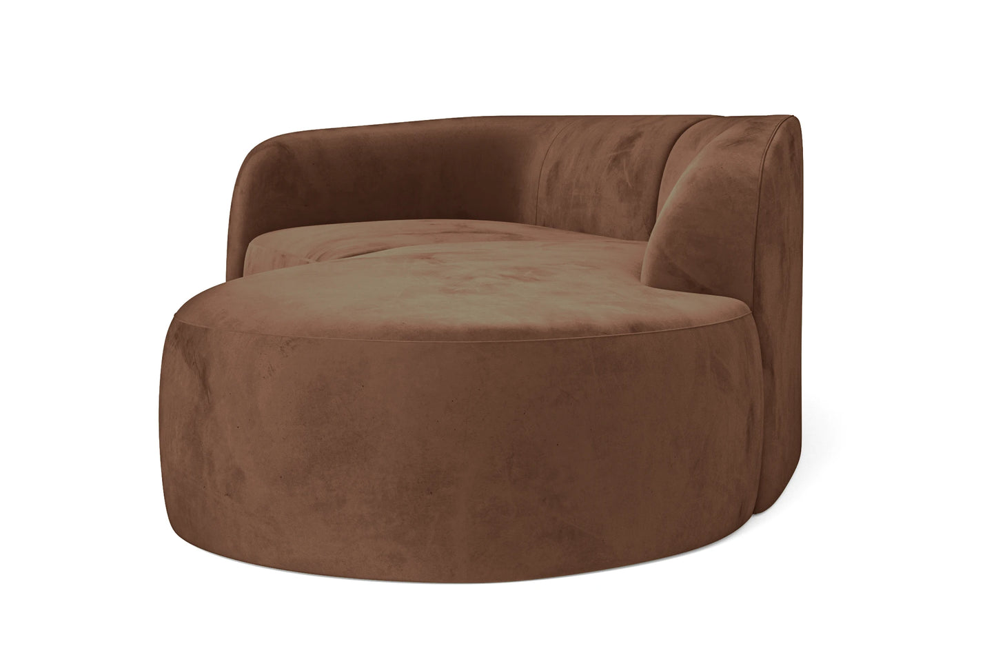 Caserta 3 Seater Right Hand Facing Chaise Lounge Corner Sofa Coffee Brown Velvet