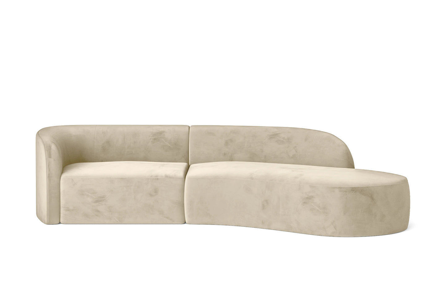 Caserta 3 Seater Right Hand Facing Chaise Lounge Corner Sofa Cream Velvet