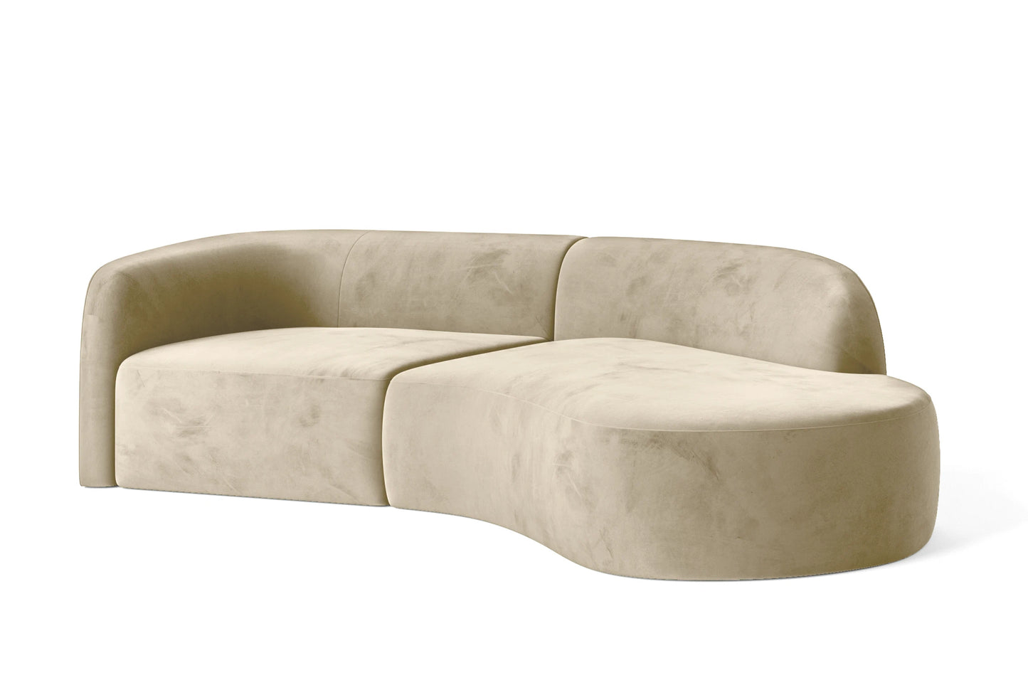 Caserta 3 Seater Right Hand Facing Chaise Lounge Corner Sofa Cream Velvet