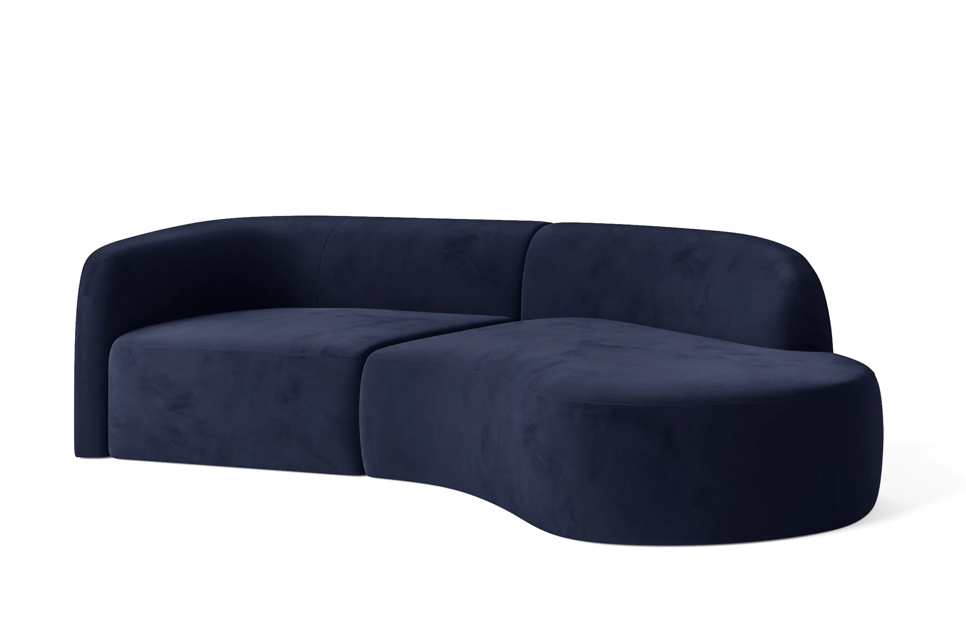 Caserta 3 Seater Right Hand Facing Chaise Lounge Corner Sofa Dark Blue Velvet