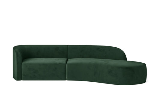 Caserta 3 Seater Right Hand Facing Chaise Lounge Corner Sofa Green Velvet