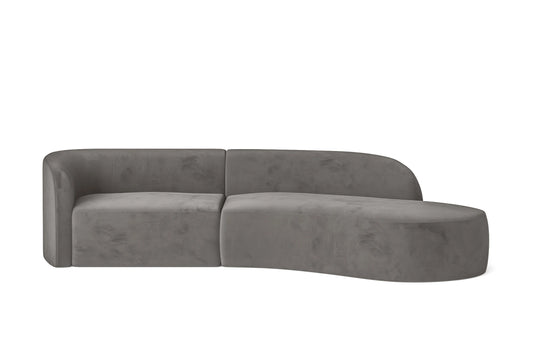 Caserta 3 Seater Right Hand Facing Chaise Lounge Corner Sofa Grey Velvet