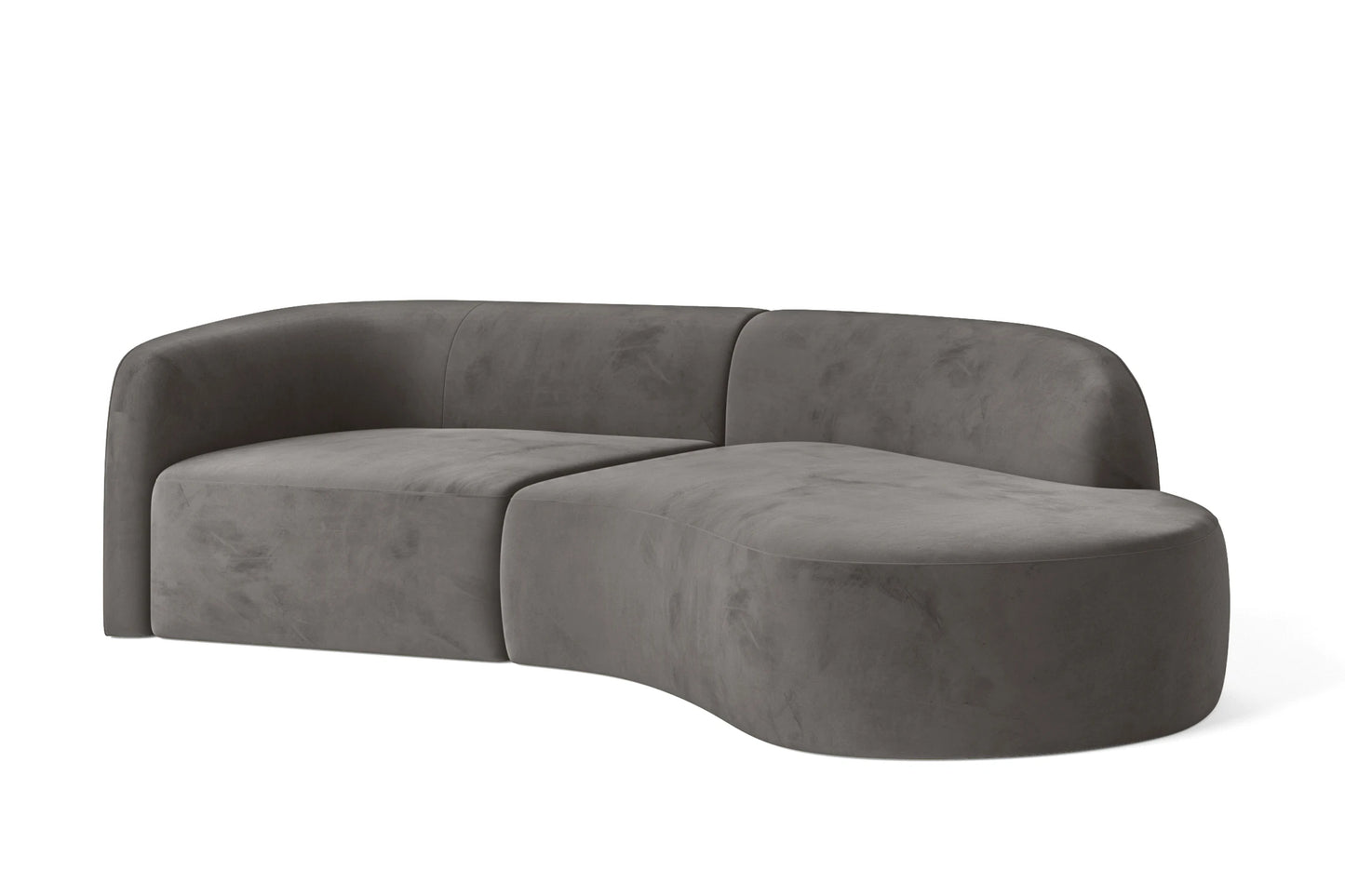 Caserta 3 Seater Right Hand Facing Chaise Lounge Corner Sofa Grey Velvet