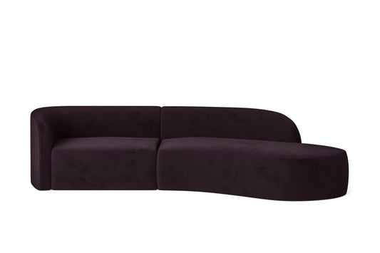 Caserta 3 Seater Right Hand Facing Chaise Lounge Corner Sofa Purple Velvet