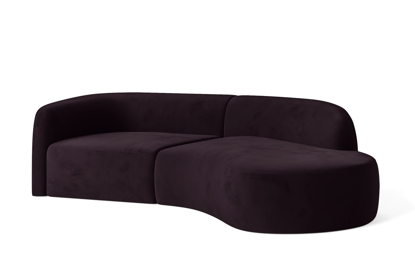 Caserta 3 Seater Right Hand Facing Chaise Lounge Corner Sofa Purple Velvet