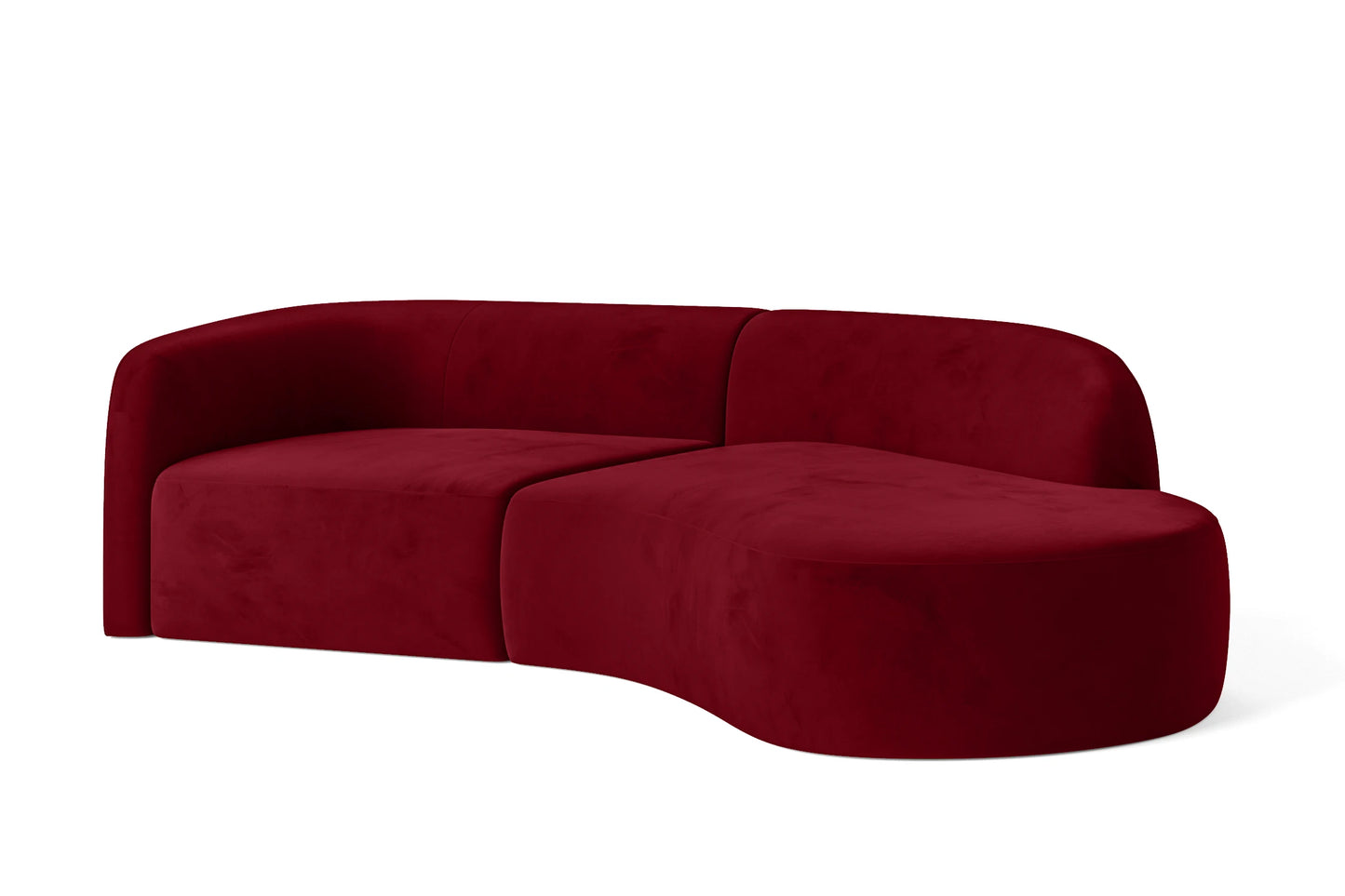 Caserta 3 Seater Right Hand Facing Chaise Lounge Corner Sofa Red Velvet