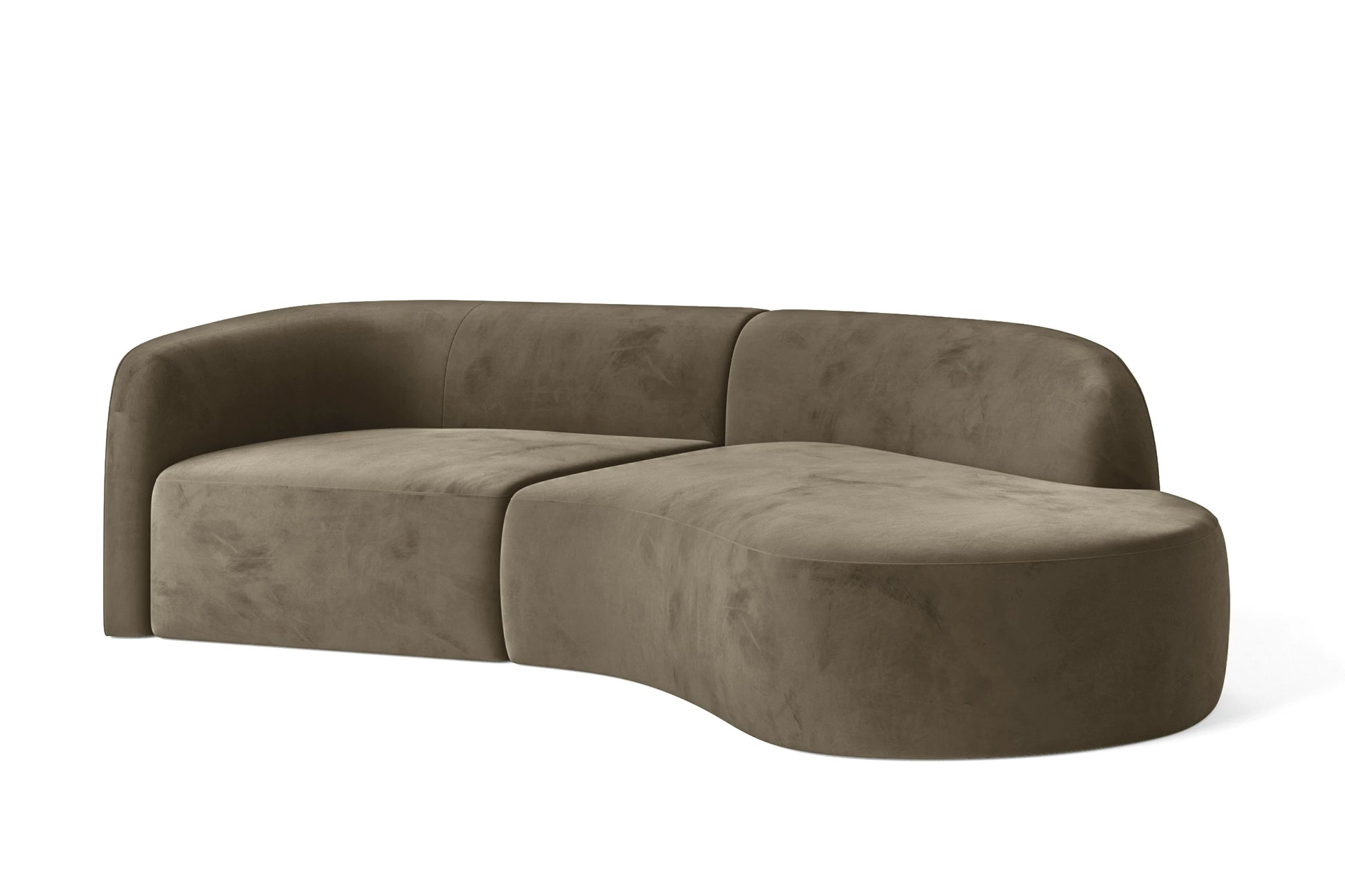 Caserta 3 Seater Right Hand Facing Chaise Lounge Corner Sofa Sand Velvet