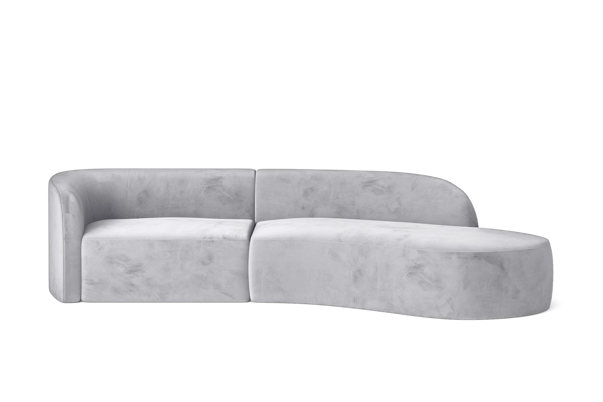 Caserta 3 Seater Right Hand Facing Chaise Lounge Corner Sofa Silver Velvet