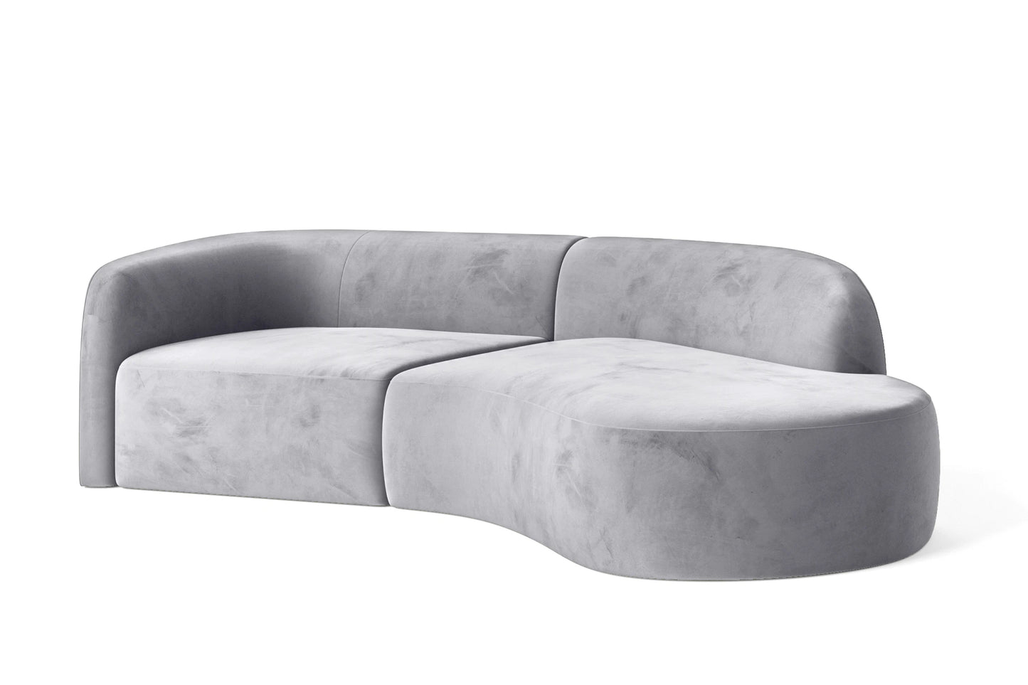 Caserta 3 Seater Right Hand Facing Chaise Lounge Corner Sofa Silver Velvet