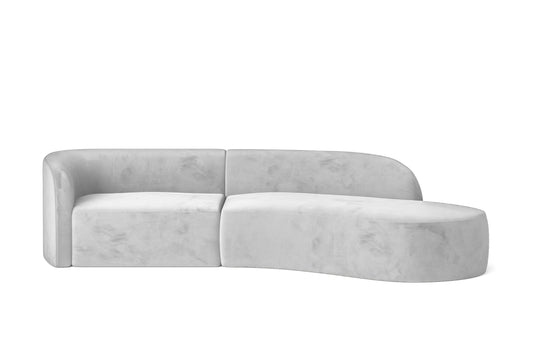 Caserta 3 Seater Right Hand Facing Chaise Lounge Corner Sofa White Velvet