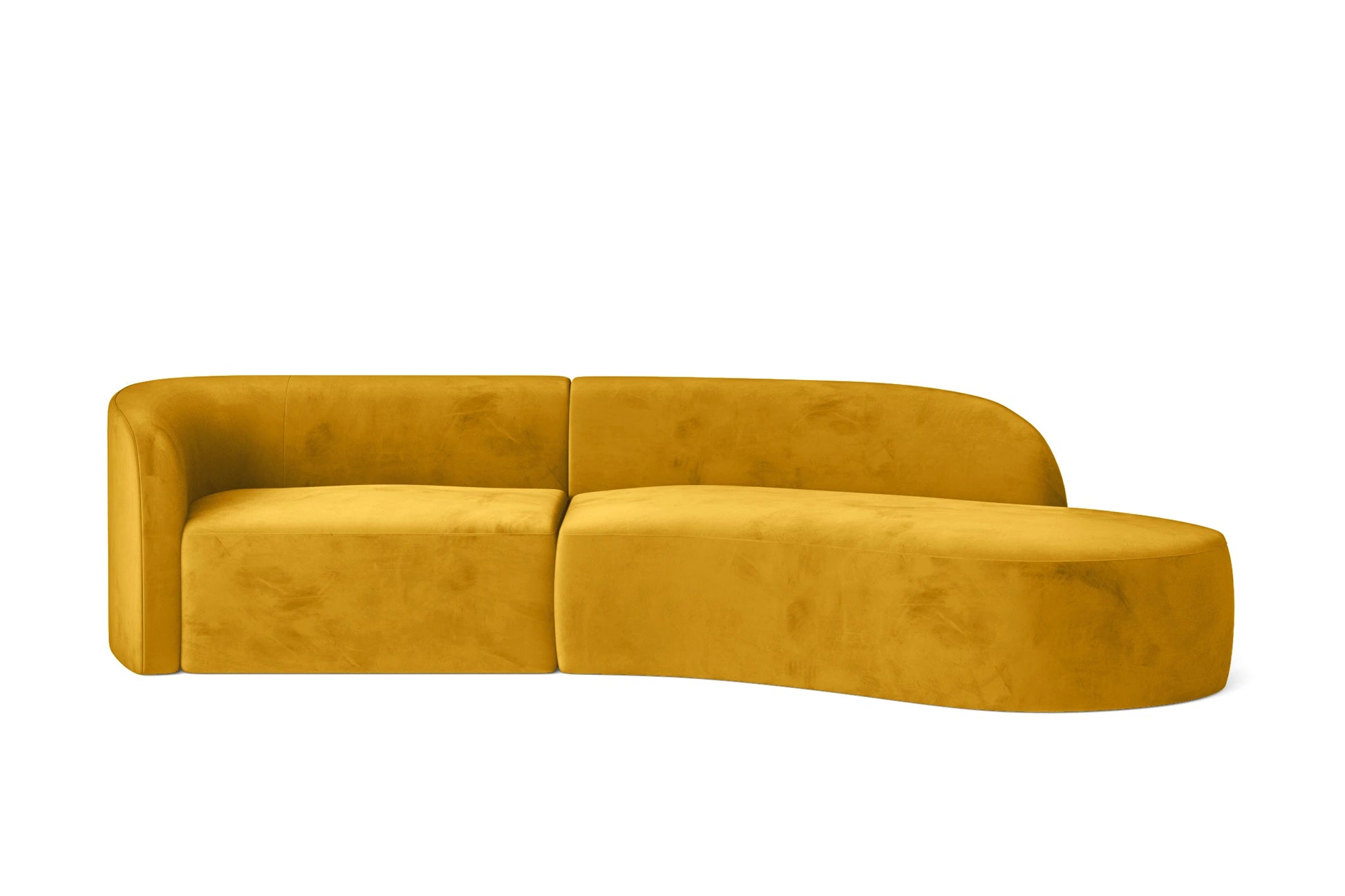 Caserta 3 Seater Right Hand Facing Chaise Lounge Corner Sofa Yellow Velvet