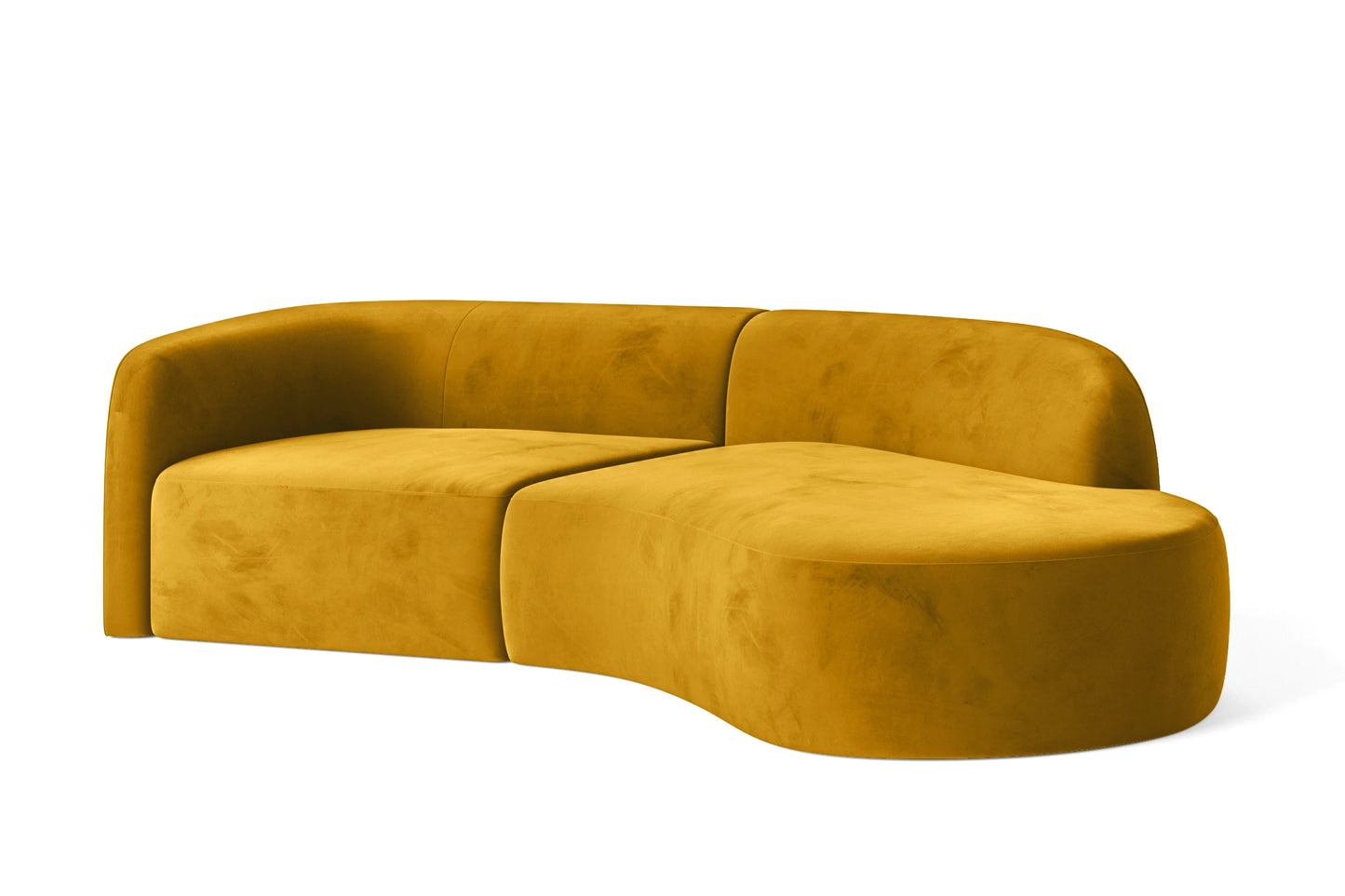 Caserta 3 Seater Right Hand Facing Chaise Lounge Corner Sofa Yellow Velvet