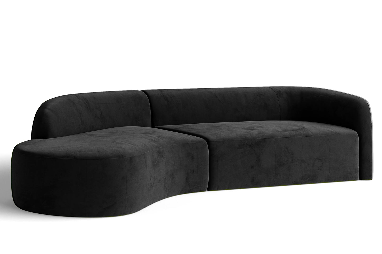 Caserta 4 Seater Left Hand Facing Chaise Lounge Corner Sofa Black Velvet