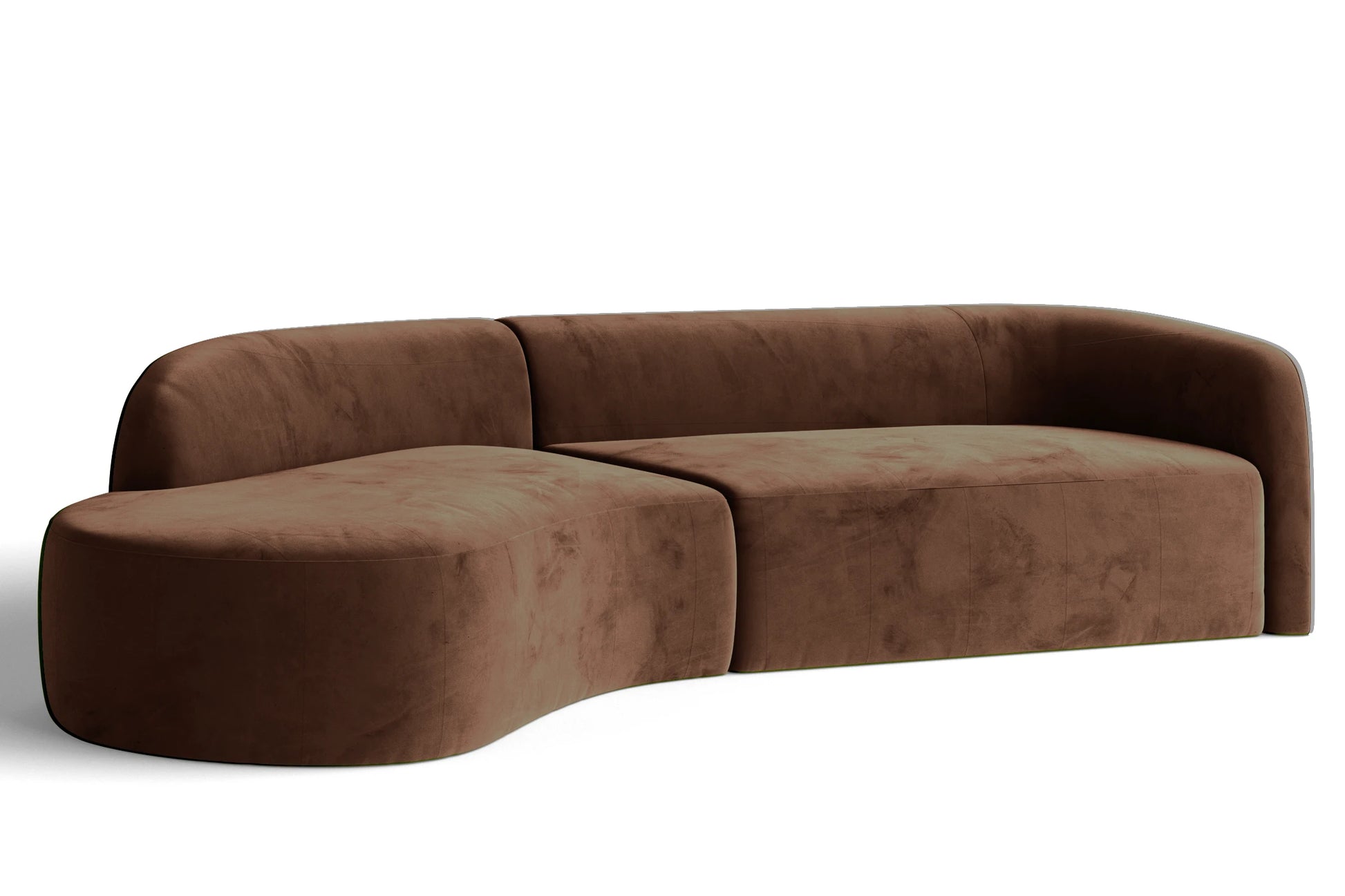 Caserta 4 Seater Left Hand Facing Chaise Lounge Corner Sofa Coffee Brown Velvet