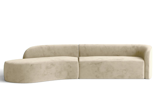 Caserta 4 Seater Left Hand Facing Chaise Lounge Corner Sofa Cream Velvet