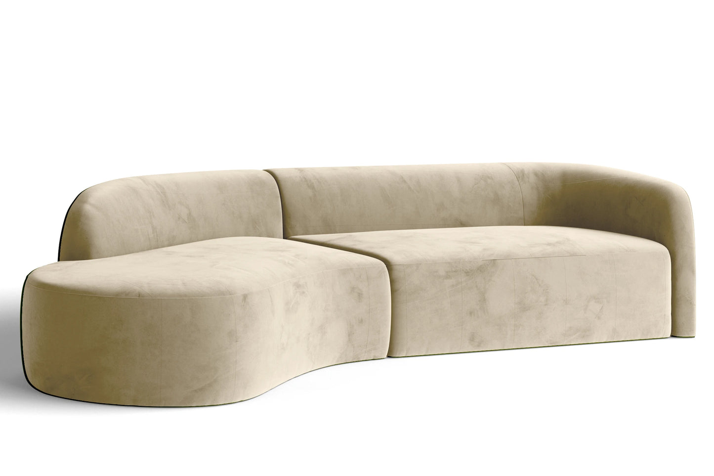 Caserta 4 Seater Left Hand Facing Chaise Lounge Corner Sofa Cream Velvet