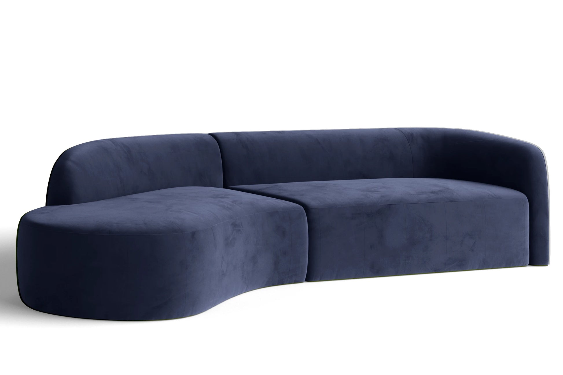 Caserta 4 Seater Left Hand Facing Chaise Lounge Corner Sofa Dark Blue Velvet