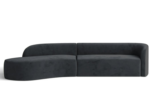 Caserta 4 Seater Left Hand Facing Chaise Lounge Corner Sofa Dark Grey Velvet