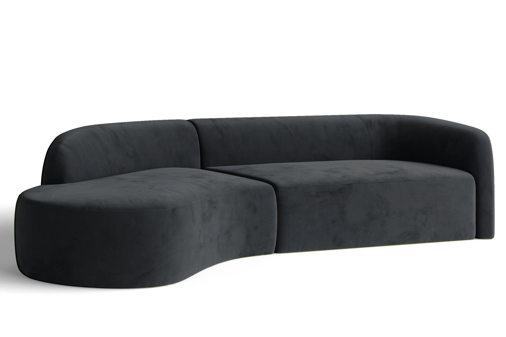 Caserta 4 Seater Left Hand Facing Chaise Lounge Corner Sofa Dark Grey Velvet