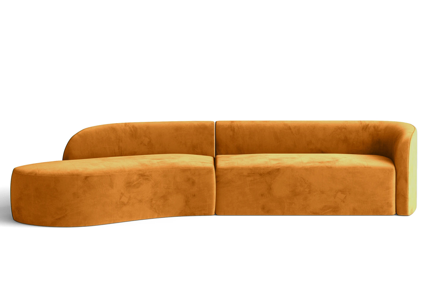 Caserta 4 Seater Left Hand Facing Chaise Lounge Corner Sofa Gold Velvet