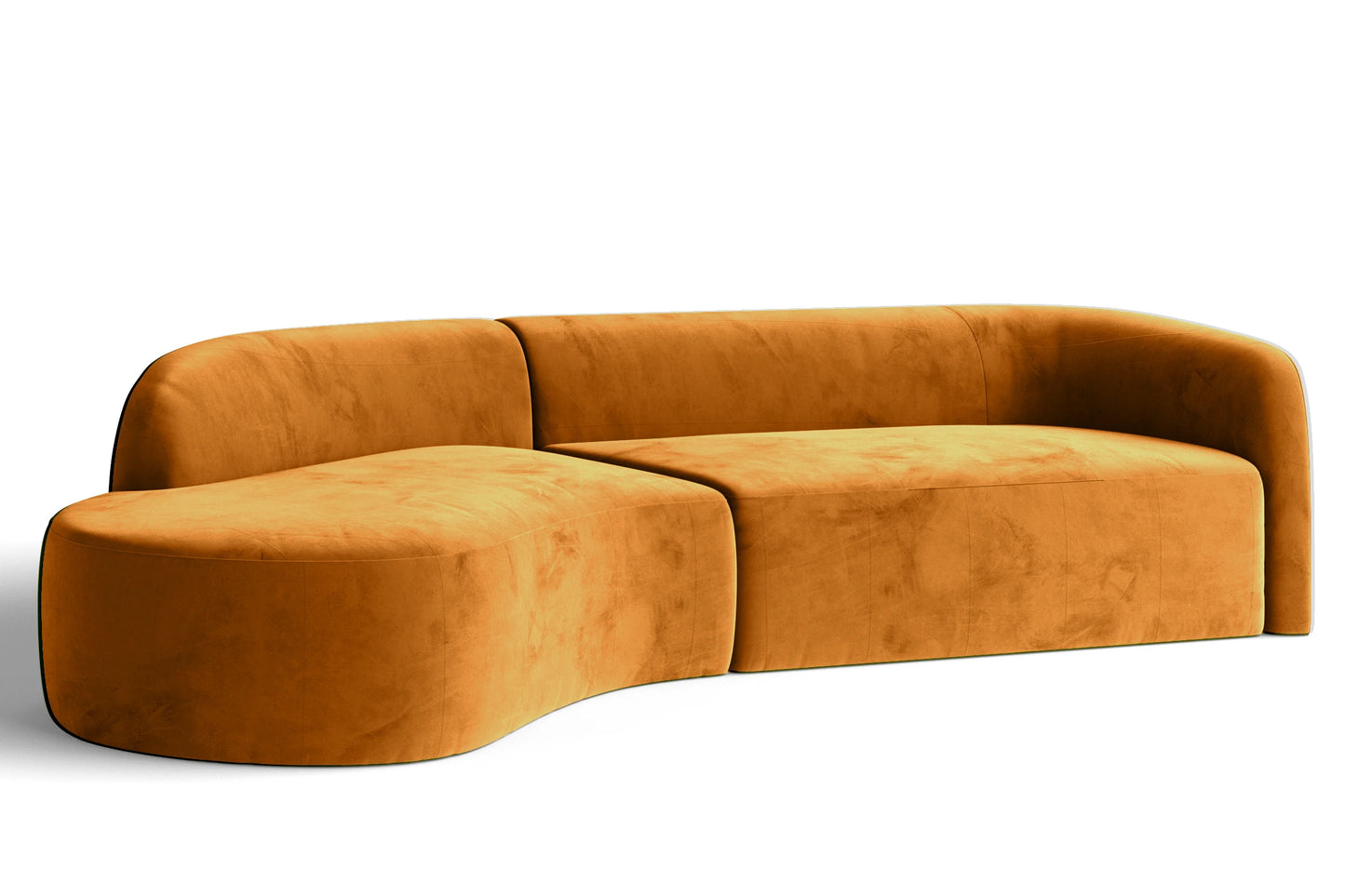 Caserta 4 Seater Left Hand Facing Chaise Lounge Corner Sofa Gold Velvet