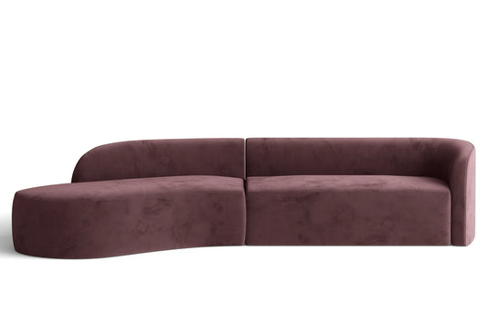 Caserta 4 Seater Left Hand Facing Chaise Lounge Corner Sofa Grape Velvet