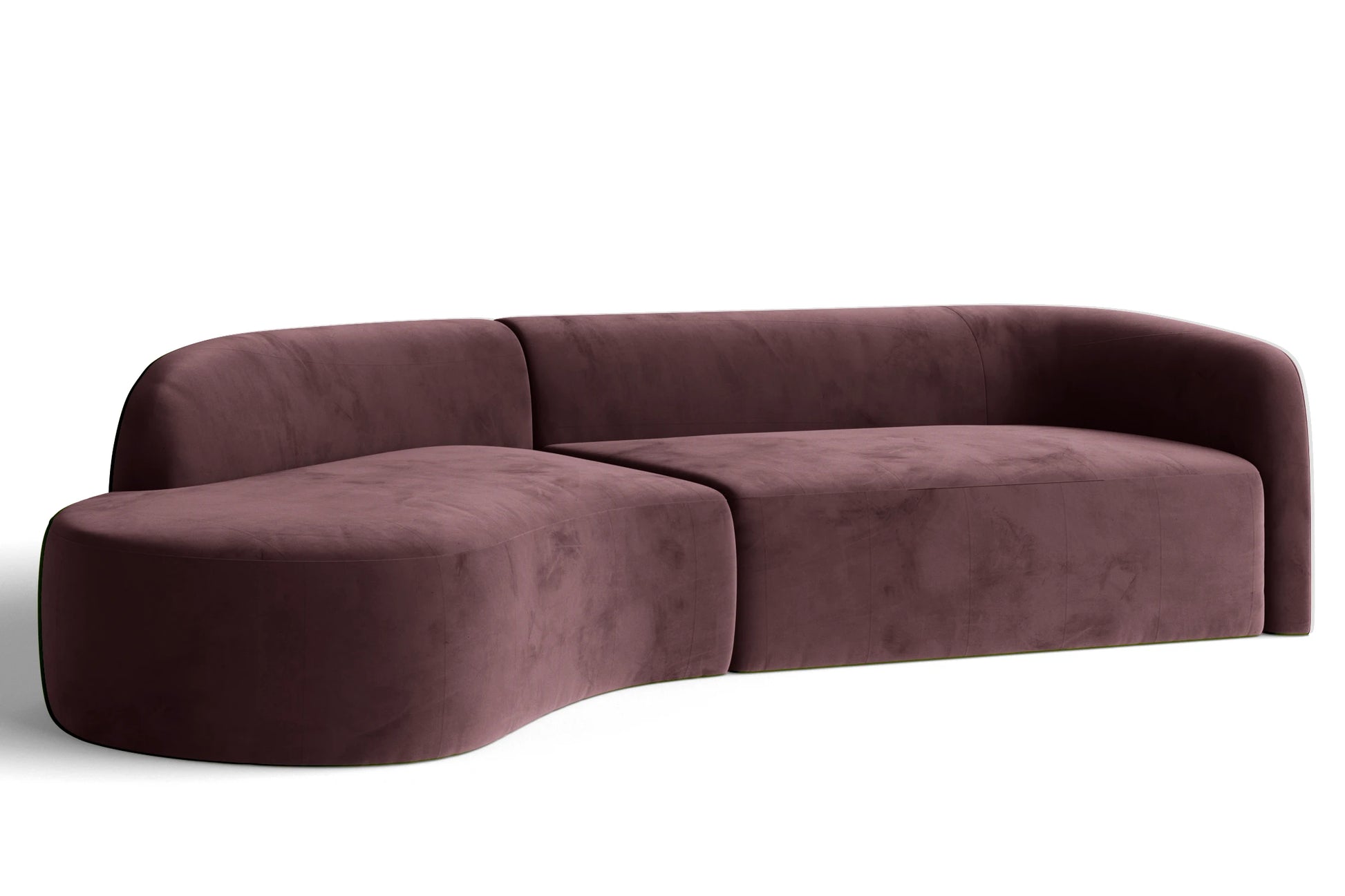 Caserta 4 Seater Left Hand Facing Chaise Lounge Corner Sofa Grape Velvet