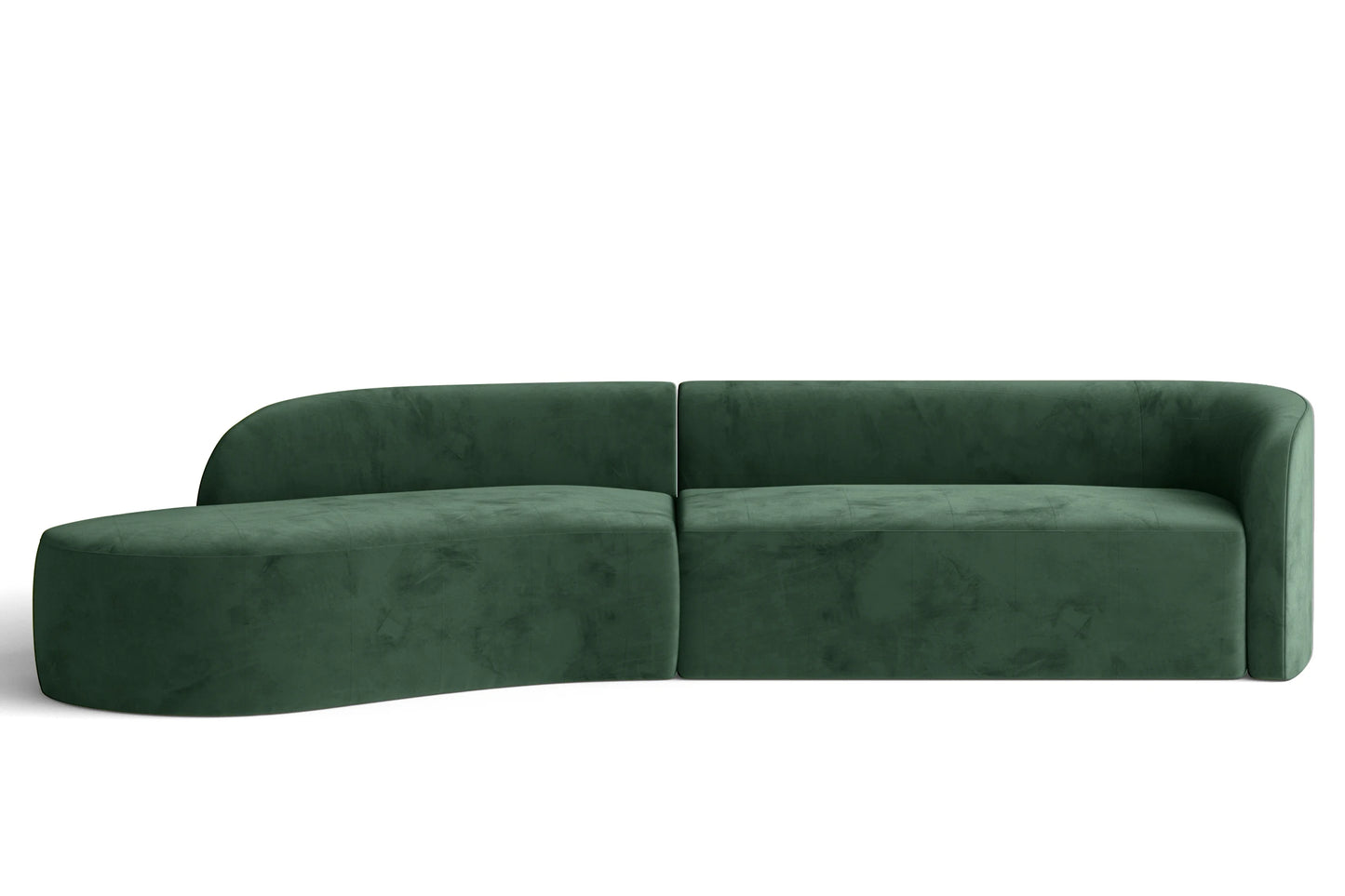 Caserta 4 Seater Left Hand Facing Chaise Lounge Corner Sofa Green Velvet