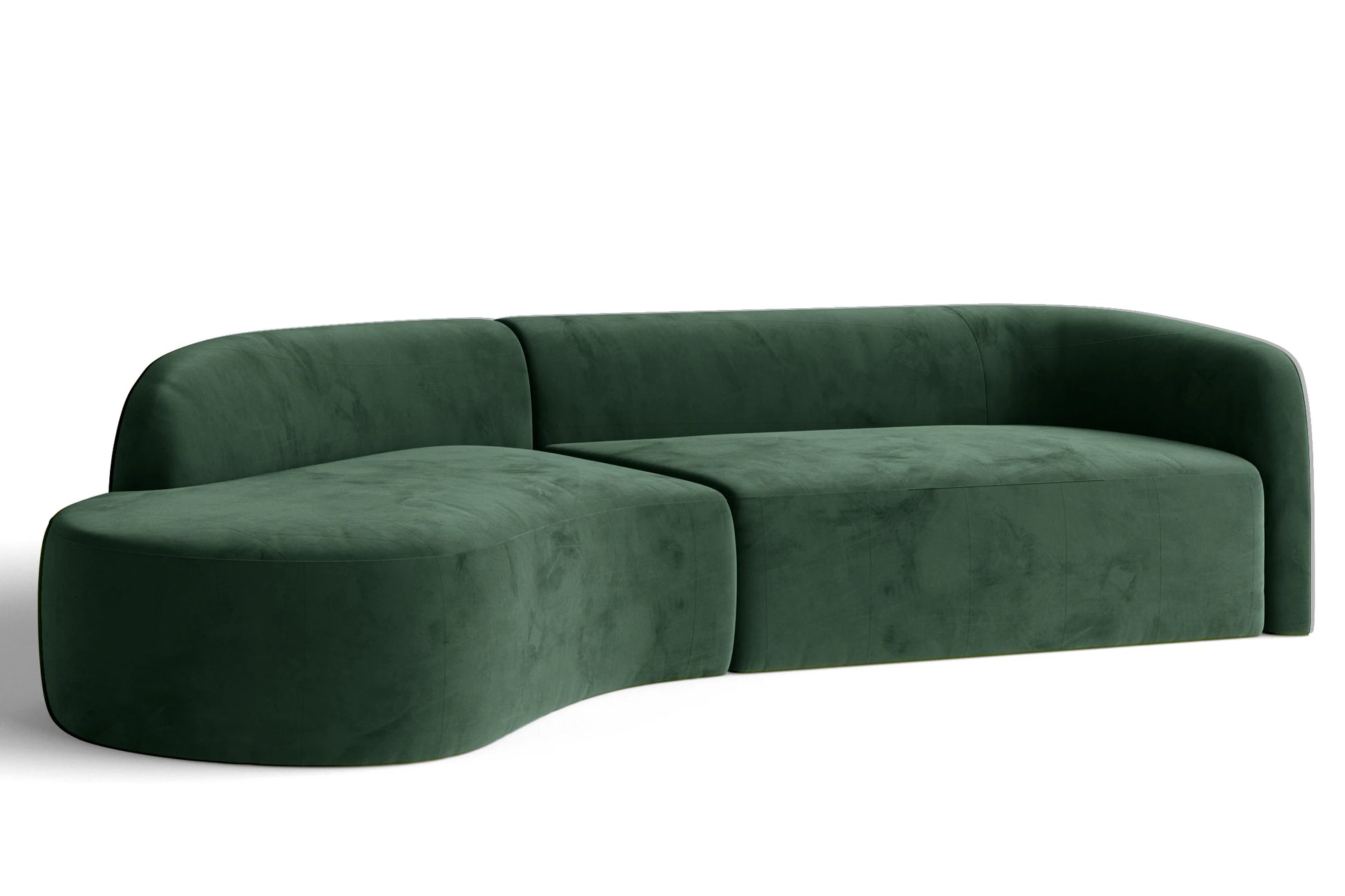 Caserta 4 Seater Left Hand Facing Chaise Lounge Corner Sofa Green Velvet