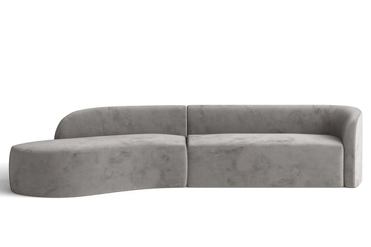 Caserta 4 Seater Left Hand Facing Chaise Lounge Corner Sofa Grey Velvet