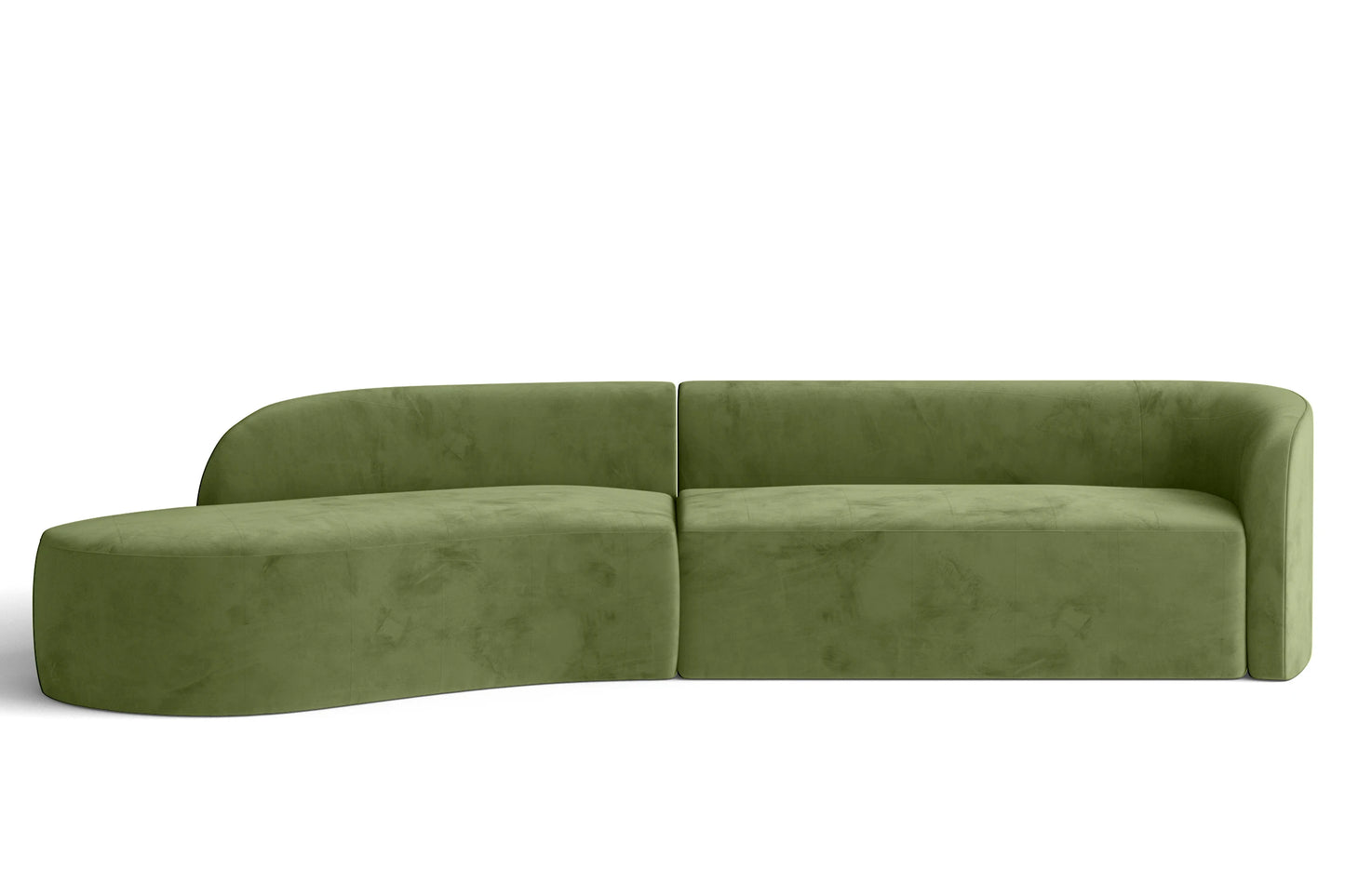 Caserta 4 Seater Left Hand Facing Chaise Lounge Corner Sofa Lime Velvet