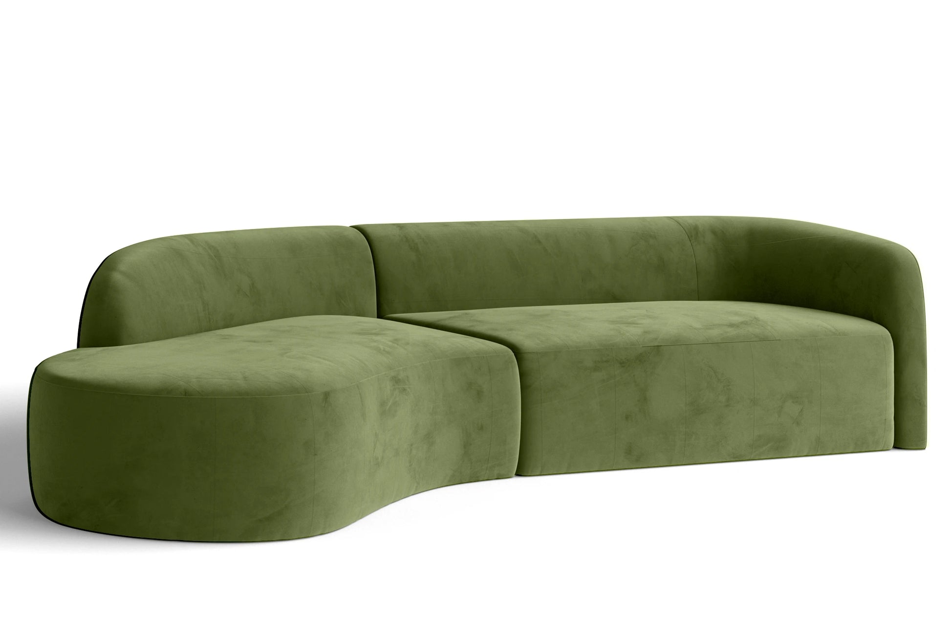 Caserta 4 Seater Left Hand Facing Chaise Lounge Corner Sofa Lime Velvet