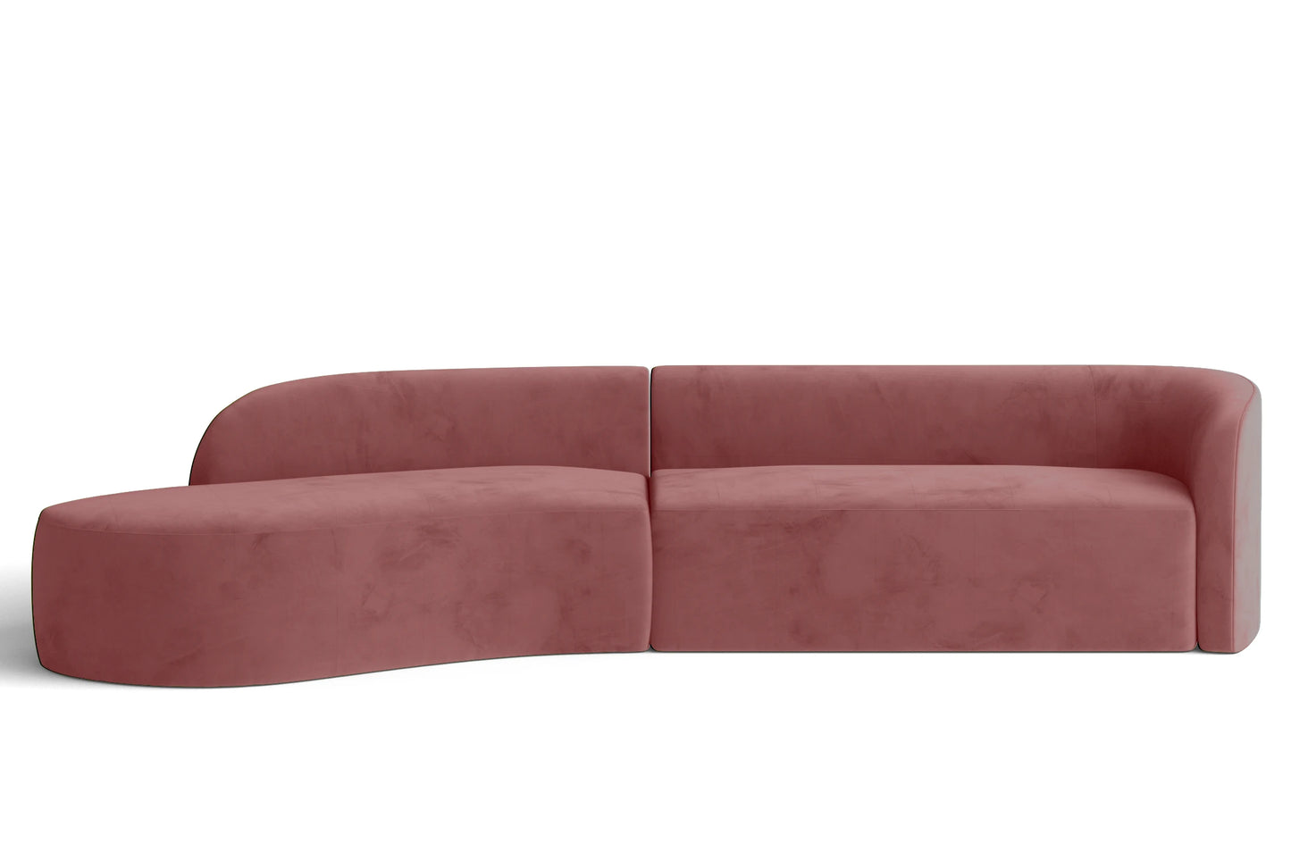 Caserta 4 Seater Left Hand Facing Chaise Lounge Corner Sofa Pink Velvet