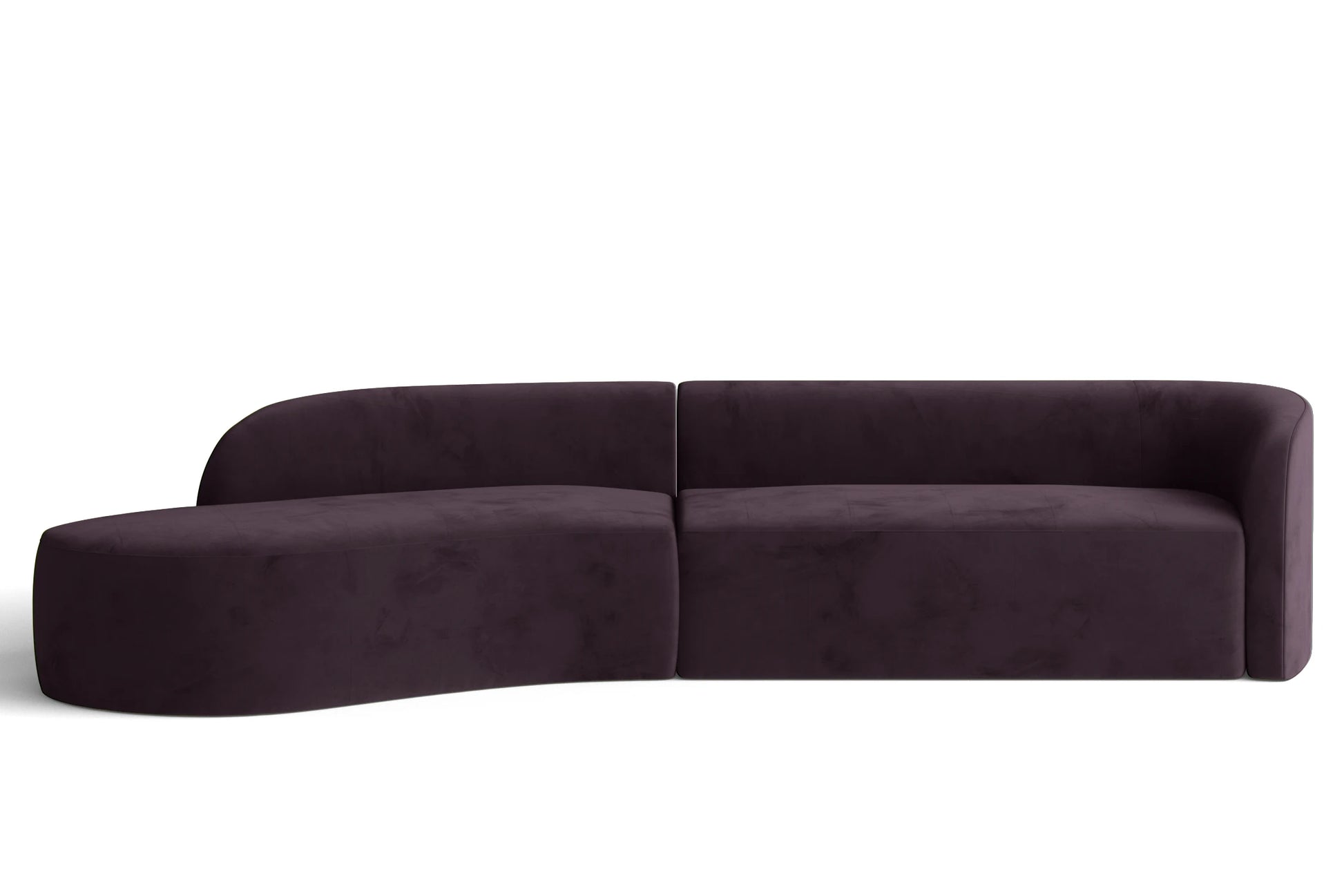 Caserta 4 Seater Left Hand Facing Chaise Lounge Corner Sofa Purple Velvet