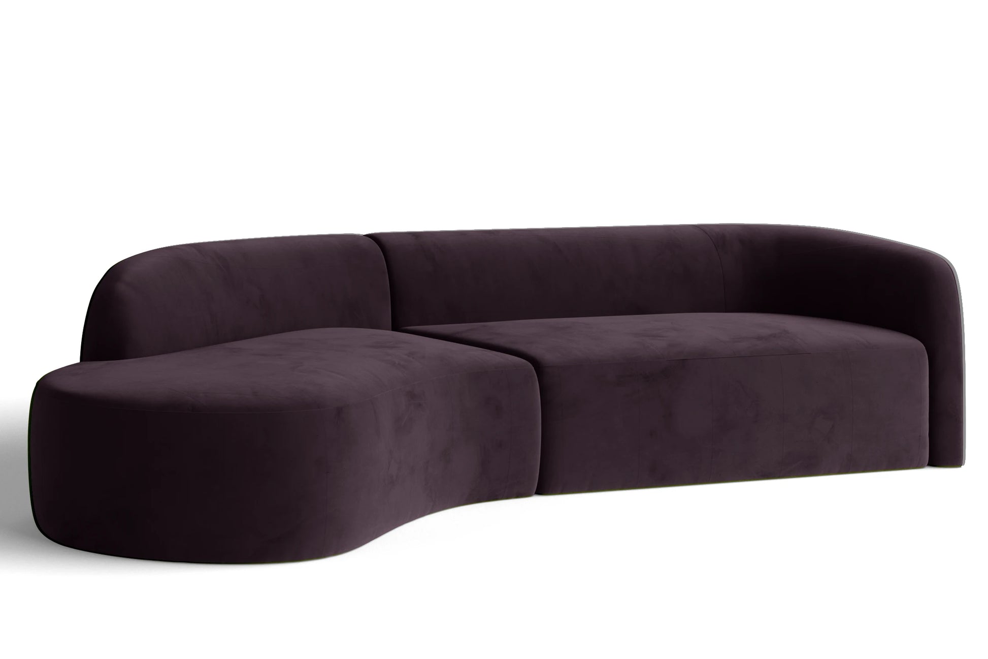 Caserta 4 Seater Left Hand Facing Chaise Lounge Corner Sofa Purple Velvet