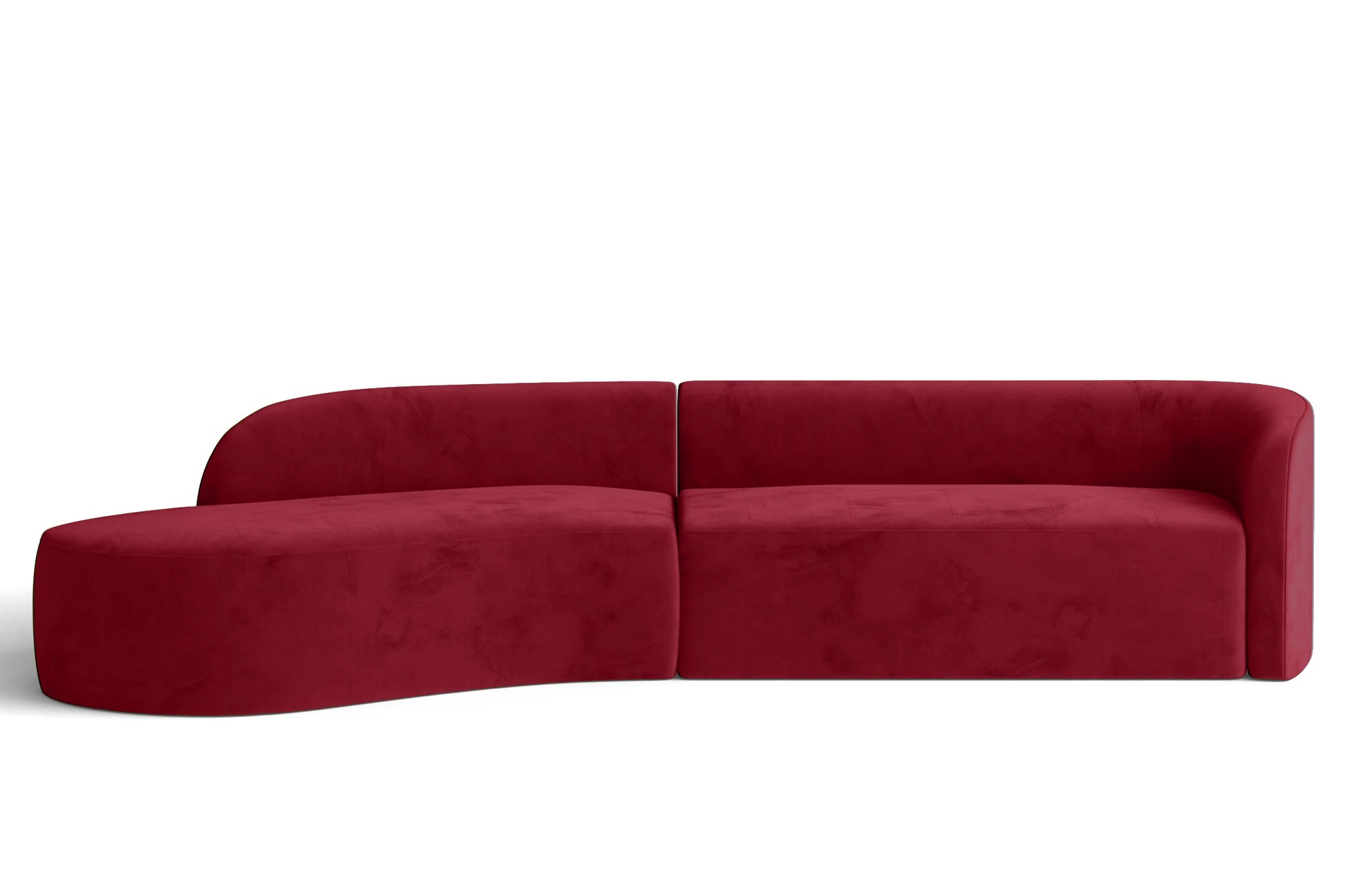 Caserta 4 Seater Left Hand Facing Chaise Lounge Corner Sofa Red Velvet