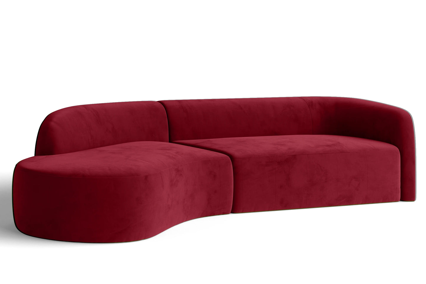 Caserta 4 Seater Left Hand Facing Chaise Lounge Corner Sofa Red Velvet