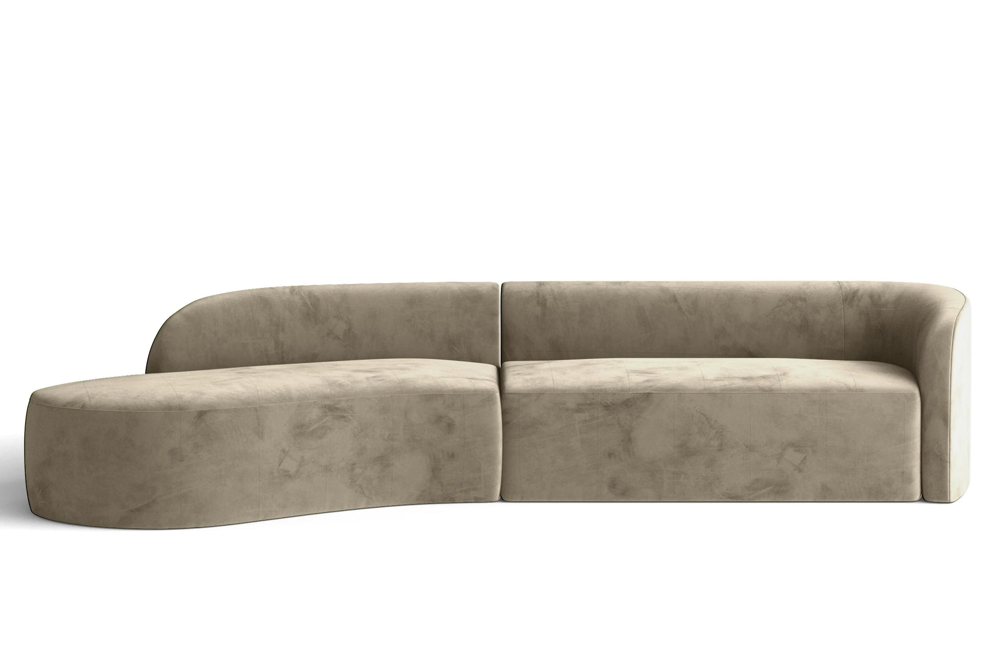 Caserta 4 Seater Left Hand Facing Chaise Lounge Corner Sofa Sand Velvet