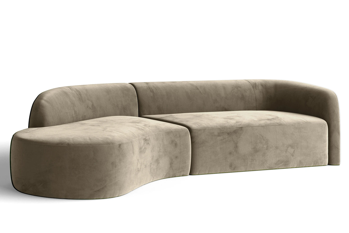 Caserta 4 Seater Left Hand Facing Chaise Lounge Corner Sofa Sand Velvet