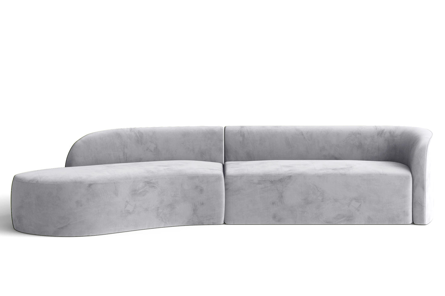 Caserta 4 Seater Left Hand Facing Chaise Lounge Corner Sofa Silver Velvet