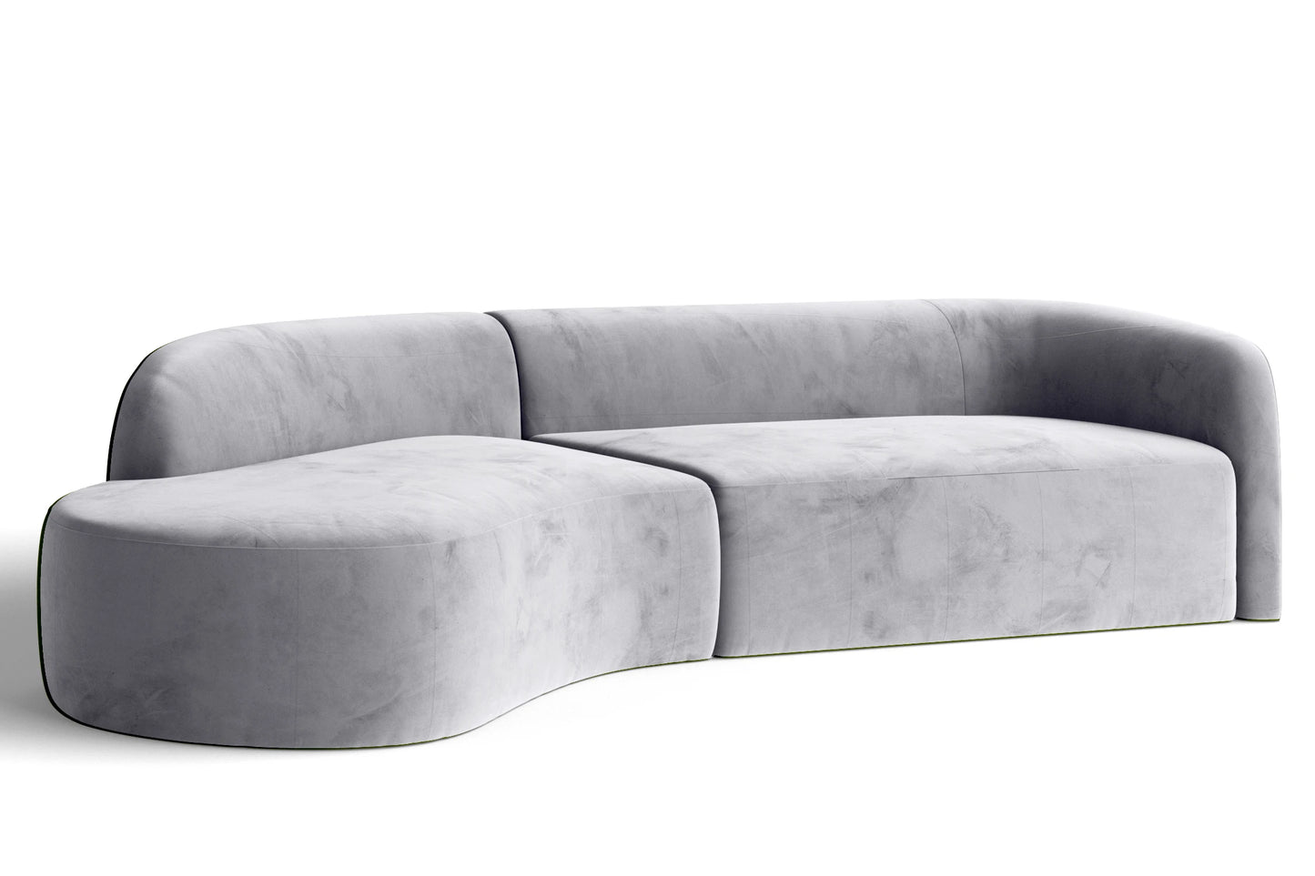 Caserta 4 Seater Left Hand Facing Chaise Lounge Corner Sofa Silver Velvet