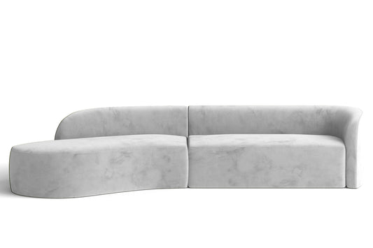 Caserta 4 Seater Left Hand Facing Chaise Lounge Corner Sofa White Velvet