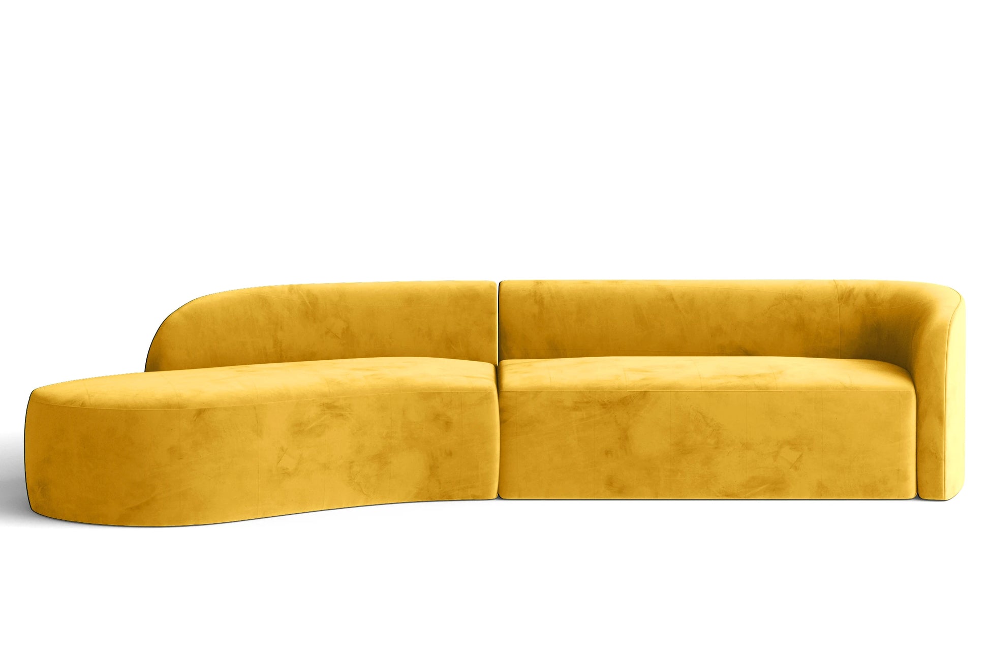 Caserta 4 Seater Left Hand Facing Chaise Lounge Corner Sofa Yellow Velvet