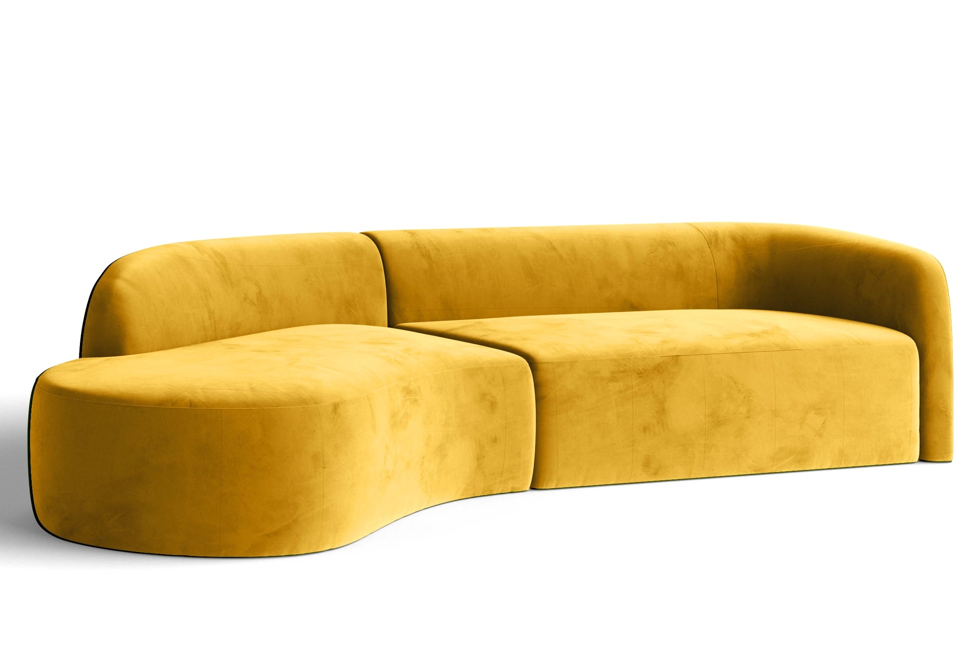 Caserta 4 Seater Left Hand Facing Chaise Lounge Corner Sofa Yellow Velvet