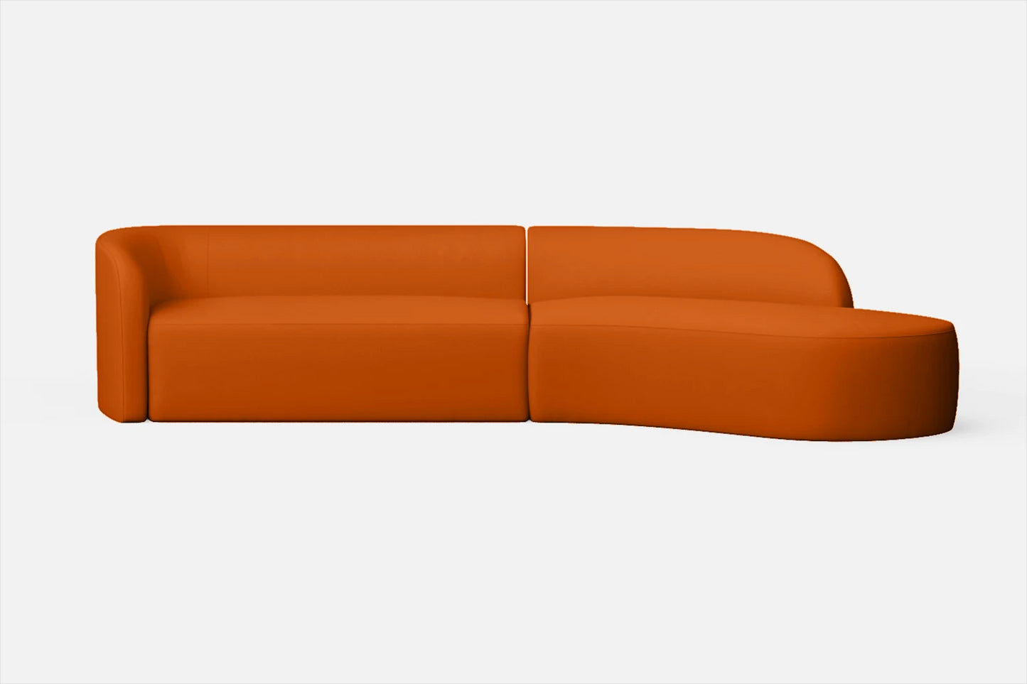 Caserta 4 Seater Right Hand Facing Chaise Lounge Corner Sofa Orange Leather