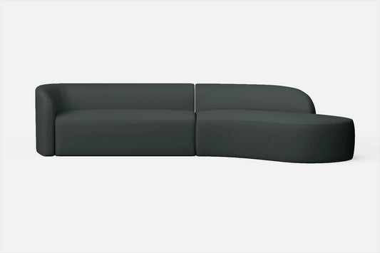 Caserta 4 Seater Right Hand Facing Chaise Lounge Corner Sofa Slate Leather