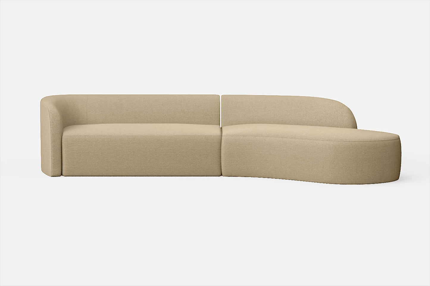 Caserta 4 Seater Right Hand Facing Chaise Lounge Corner Sofa Beige Linen Fabric