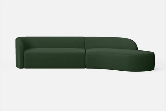 Caserta 4 Seater Right Hand Facing Chaise Lounge Corner Sofa Forest Green Linen Fabric