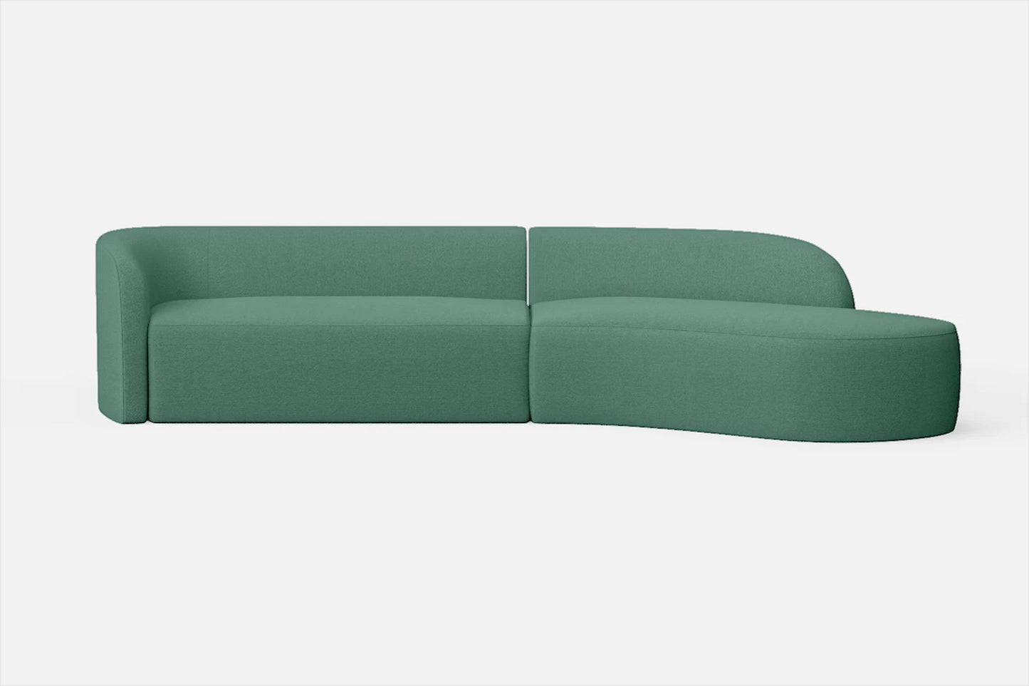 Caserta 4 Seater Right Hand Facing Chaise Lounge Corner Sofa Mint Green Linen Fabric